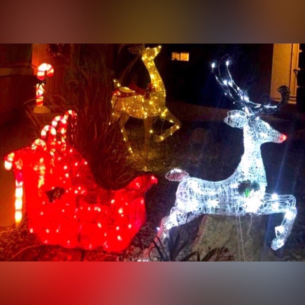 Bulk Sale 4feet Reindeer Rudolph’s Sleigh Light Up Christmas Decoration Wreaths